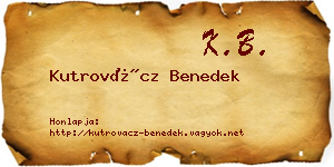 Kutrovácz Benedek névjegykártya